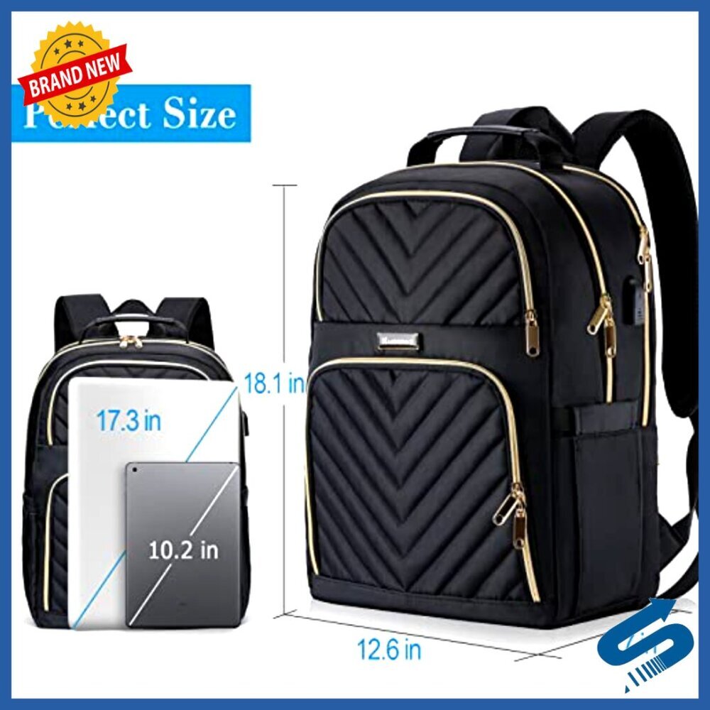 Large Laptop Backpack with USB Charging Port Anti-Theft Travel Daypack - Picture 4 of 6